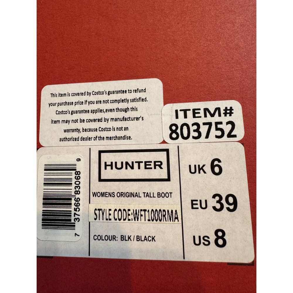 Hunter‎ Womens Original Tall Rain Boots Black Matte Rubber WFT1000RMA Size 8 - Picture 13 of 13